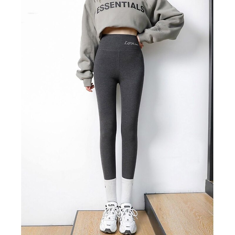 Women's Tights Leggings Thermal Underwear Fashion Ankle-Length High Waist Plain Thermal Warm Butt Lift Comfort High Elasticity Casual Daily Nude Black Pink Purple Skinny4