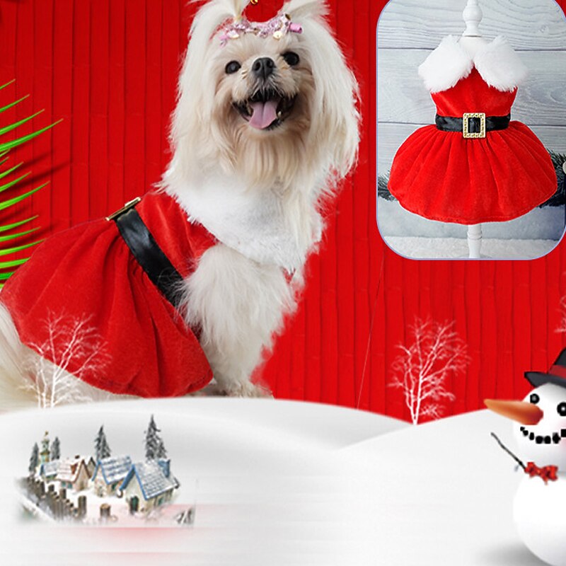 Dog Cat Dress Christmas gifts for pets Fashion Adorable Sweet Style Winter Soft Washable Comfortable Party Christmas Outdoor Casual Daily Walking Bichon Frise Pomeranian Baby Pet Papillon2