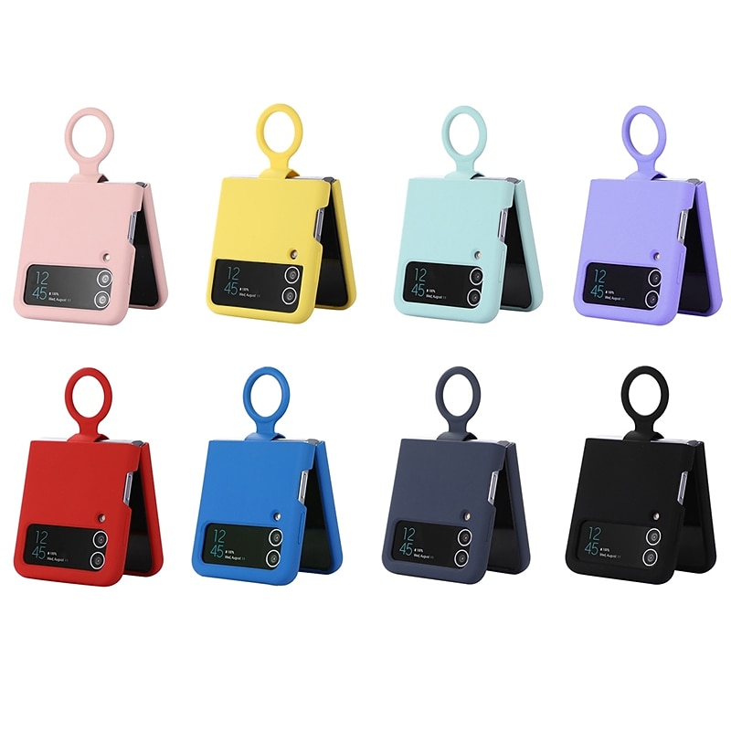 Phone Case For Samsung Galaxy Z Flip 6 Z Flip 5 Z Flip 4 Z Flip 3 Flip Flip Case with Ring Solid Colored Silicone3