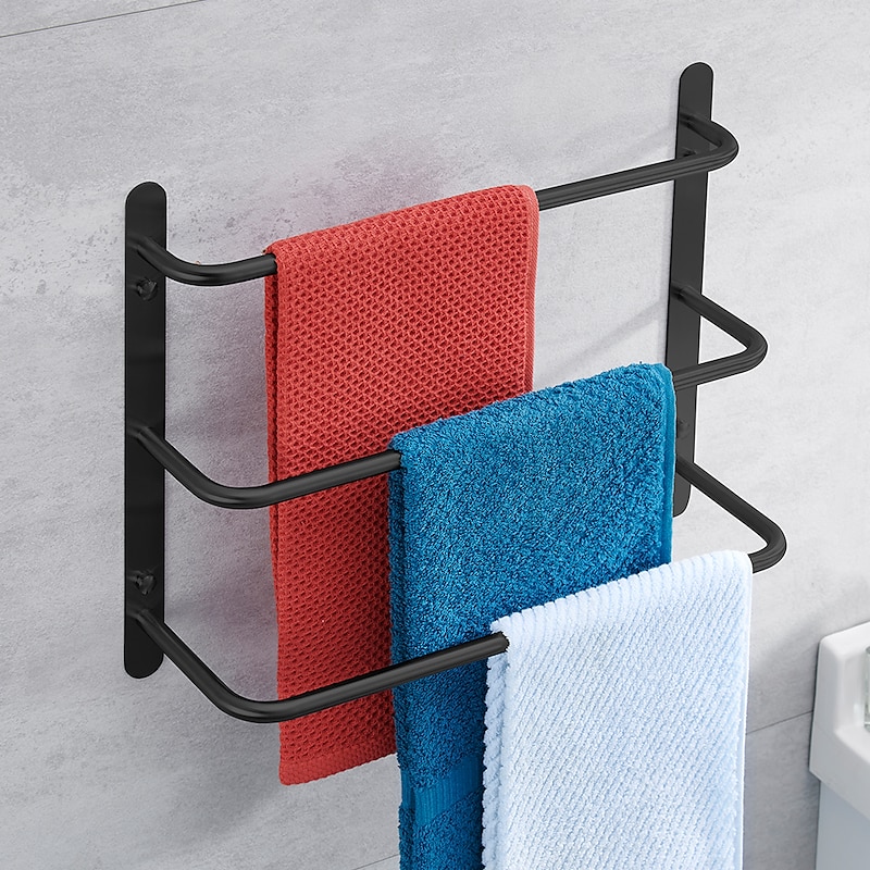Bathroom Towel Bar Multilayer Bathroom Shelf Contemporary Polished Stainless Steel Bathroom 3-tier Towel Bar Wall Mounted 45/60 cm4