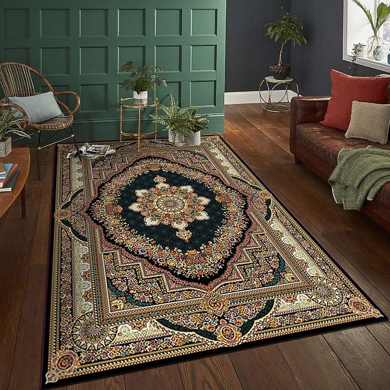 Area Rug Carpet Exotic Ethnic Style Floor Mat American Persian Multicolored Flowers in Retro Style Living Room Hotel Homestay Home Bedroom Full Carpet2