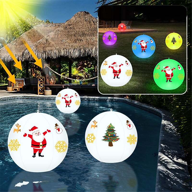 Christmas Floating Pool Lights with Remote Control Air Pump, Huge Large Christmas Ornaments Outdoor Color Changing Ball Lights for Swimming Pool, Christmas Ornaments Decor Garden Lights 1/2pcs2