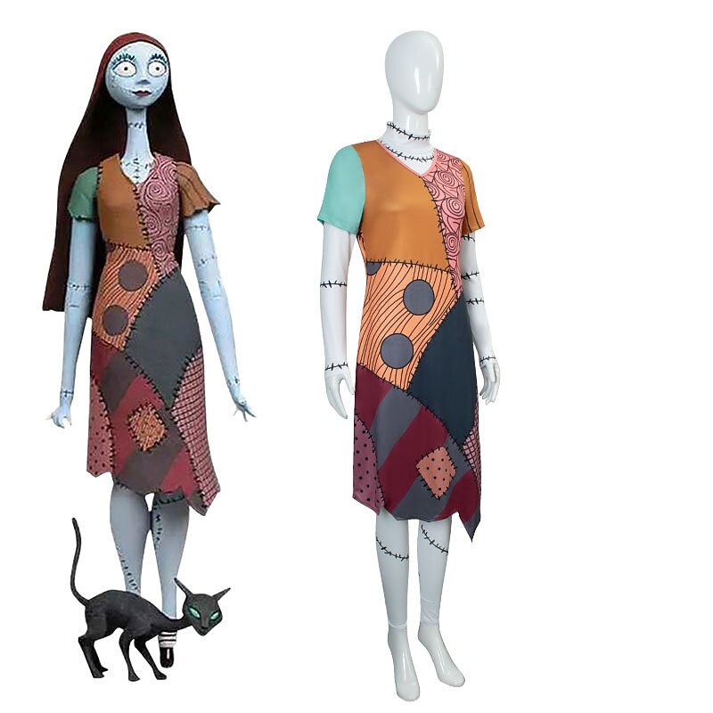 Sally Cosplay Costume Women's Christmas Cosplay Costume Adults Christmas Carnival Masquerade Christmas Eve Christmas Party Dress2