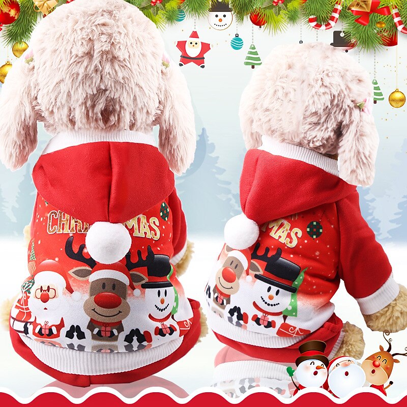 Dog Costume,Dog Cat Coat Santa Claus Elk Snowman Stylish Ordinary Christmas Winter Dog Clothes Puppy Clothes Dog Outfits Warm Red Costume Dog Cat Costume for christmas