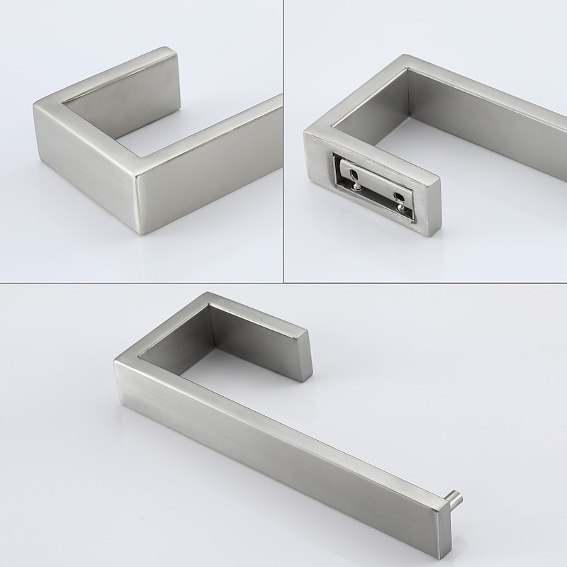 Bathroom Accessory Set 3 Piece Stainless Steel,Wall Mounted Towel Bar,Toilet Paper Holder and Robe Hook,Bathroom Hardware Set(Black/Brushed Nickel)4