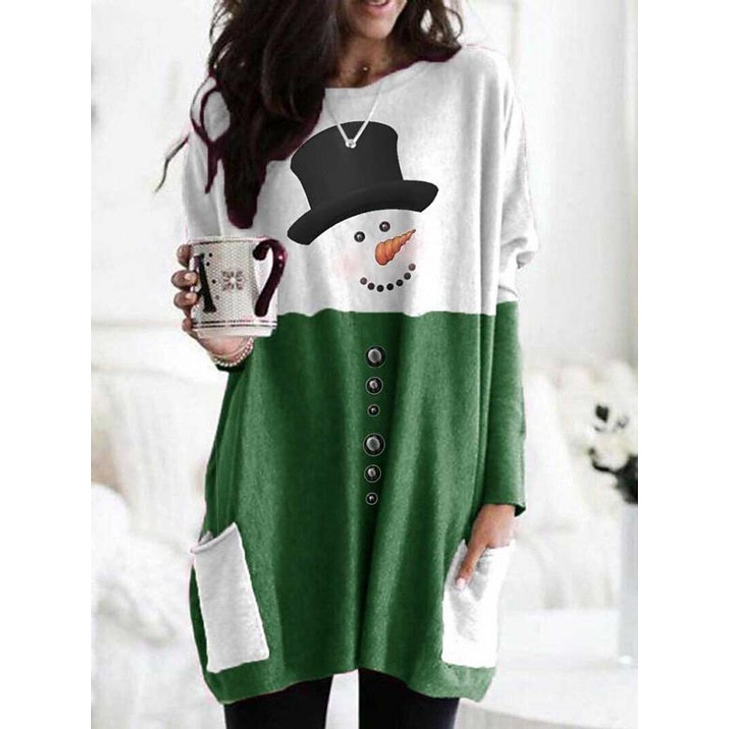 Christmas Snowman Reindeer T-shirt Sweatshirt Pullover Adults' Women's Oversized Dailywear Christmas Christmas Carnival Easy Carnival Costume4