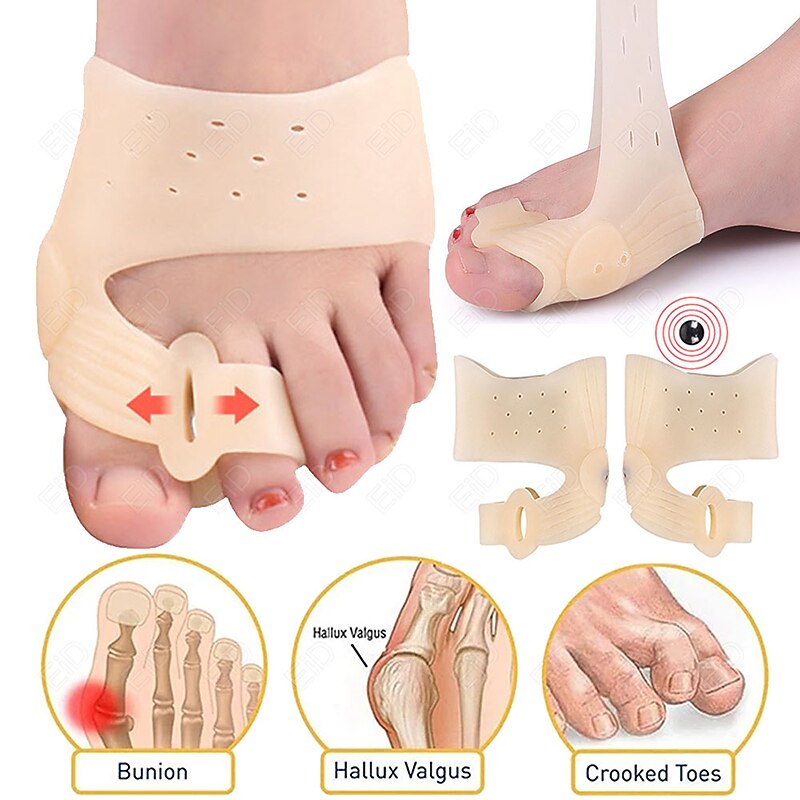 2 Pieces Silicone Gel Toes Separator Hallux Valgus Corrector Bunion Bone Ectropion Adjuster Toes Outer Foot Care2