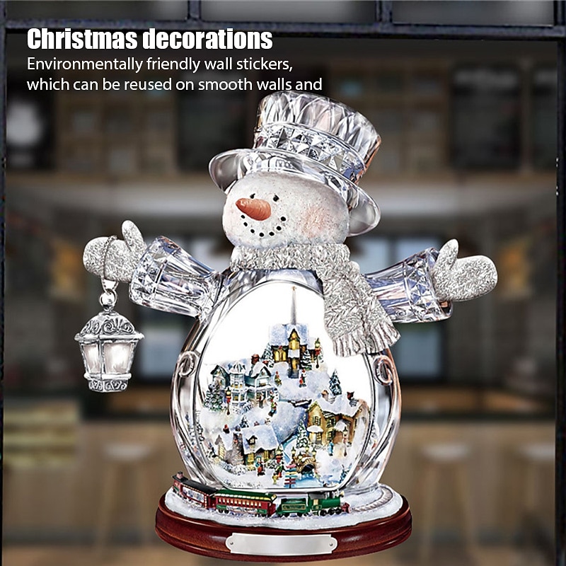Christmas Window Stickers Tree Winter Garland Window Stickers Home Decoration Crystal Tree Santa Claus Snowman Rotating Sculpture Decorations Removable Paste4
