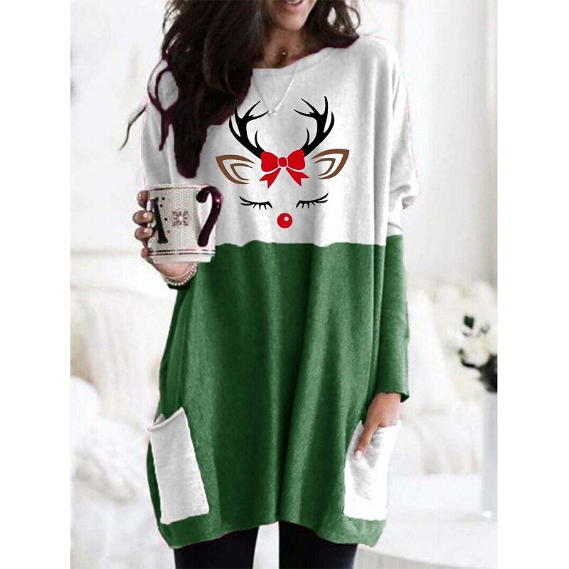 Christmas Snowman Reindeer T-shirt Sweatshirt Pullover Adults' Women's Oversized Dailywear Christmas Christmas Carnival Easy Carnival Costume2