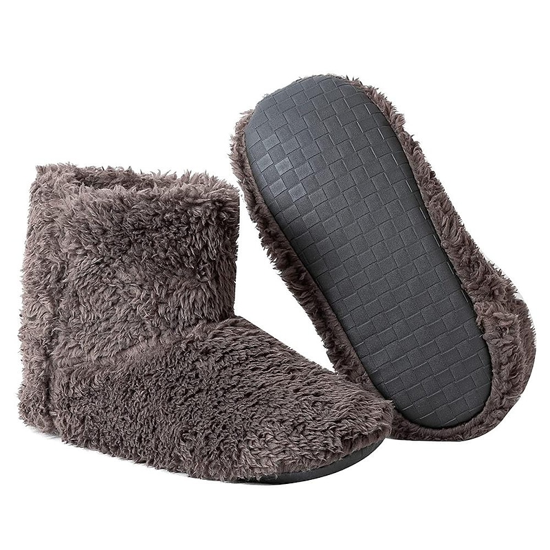 Women's And Men's Slipper Boots Faux Fur Comfort Warm Fuzzy Bootie Slippers Soft Plush Lining Cozy Slipper Sock for Winter