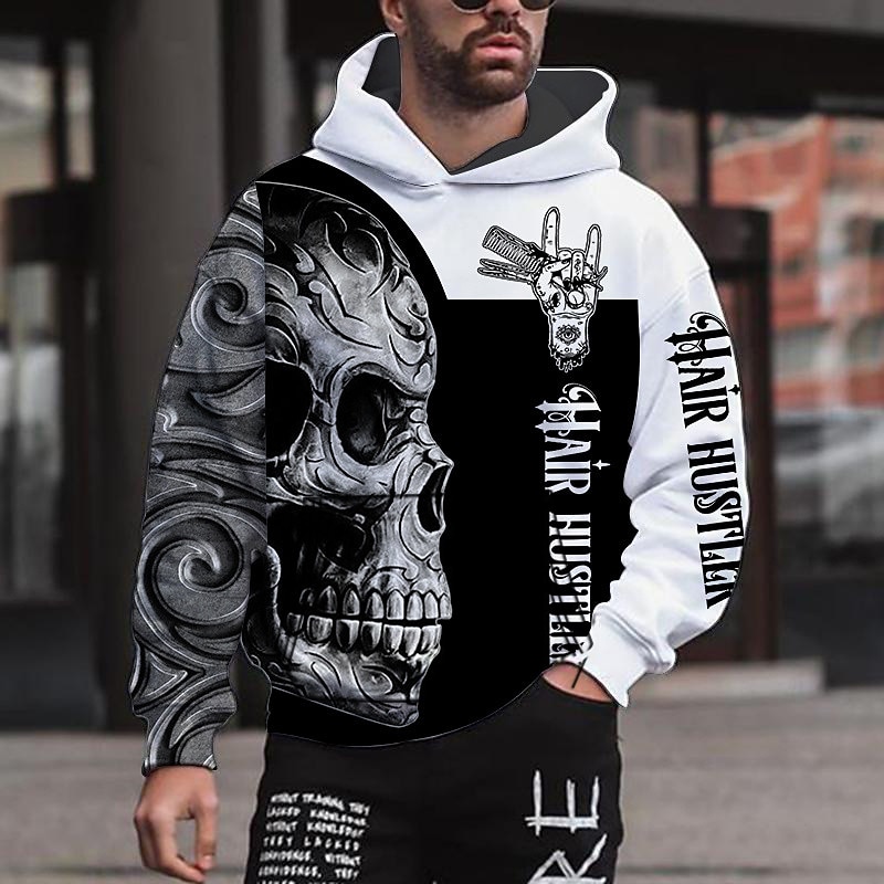 Men's Graphic Skull Camouflage Hoodie Hoodies Sweatshirt Streetwear Designer Long Sleeve Hooded Sports & Outdoor Daily Black Green Print Spring &  Fall Designer3