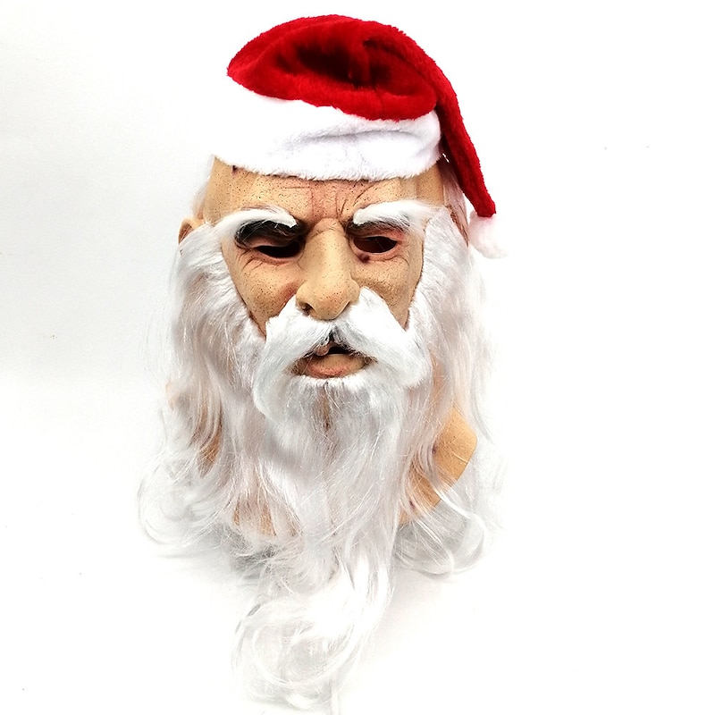 Santa Mask White beard curly Grandpa Santa latex masquerade prop3