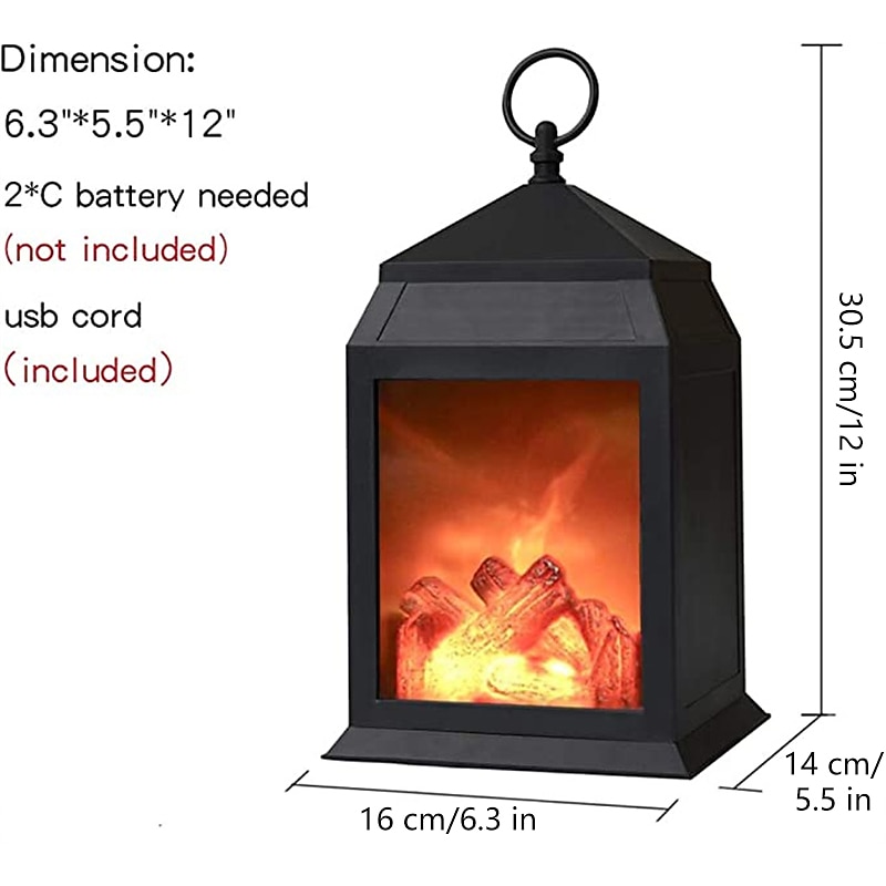 LED Flame Lantern Dynamic Lamp Simulation Fireplace Flame Night Light USB Battery Powered For Living Room Decor Halloween Classy4