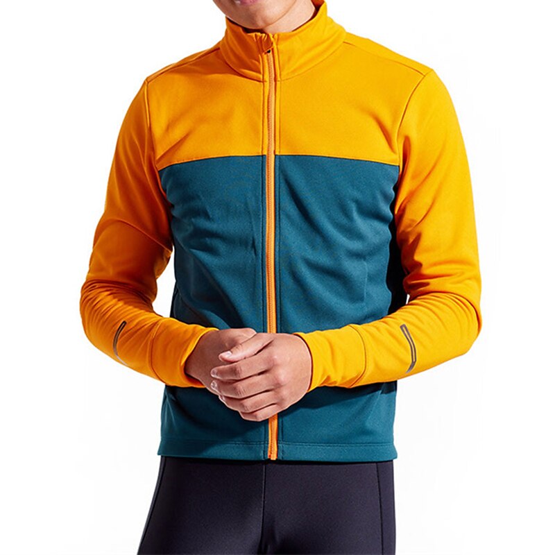 Men's Cycling Jersey Color Block Long Sleeve Bike Jersey Top with 3 Rear Pockets Mountain Bike MTB Road Bike Cycling Quick Dry Reflective Strips Back Pocket Moisture Wicking Sports Black Yellow Blue2