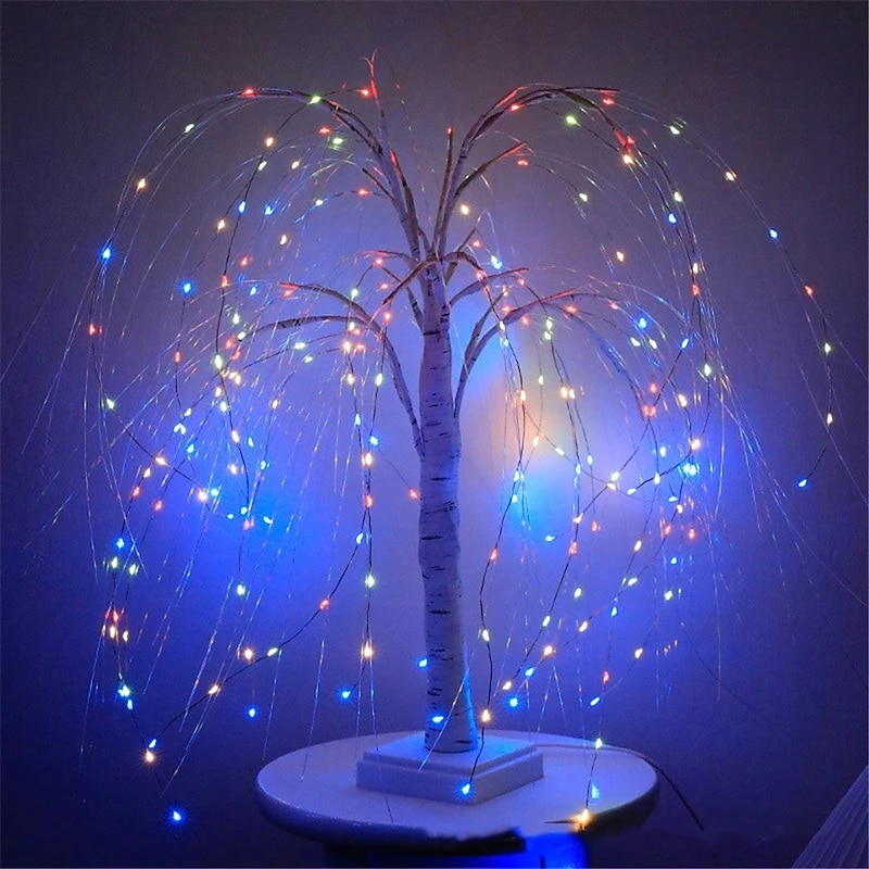 LED Willow Christmas Tree Night Light 192LEDs Touch Control 8 Modes Fairy Night Lamp For Bedroom Wedding Party Home Decoration3