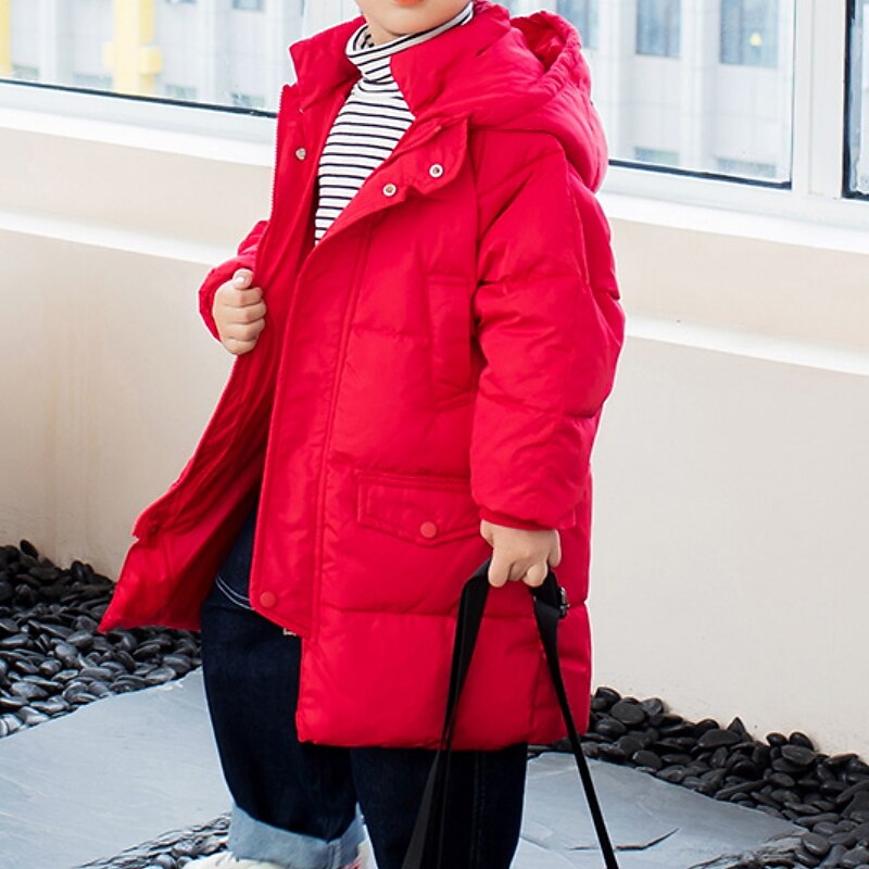 Kids Boys Down Coat Outerwear Solid Color Long Sleeve Zipper Coat Outdoor Cool Daily Black Blue Yellow Winter Fall2