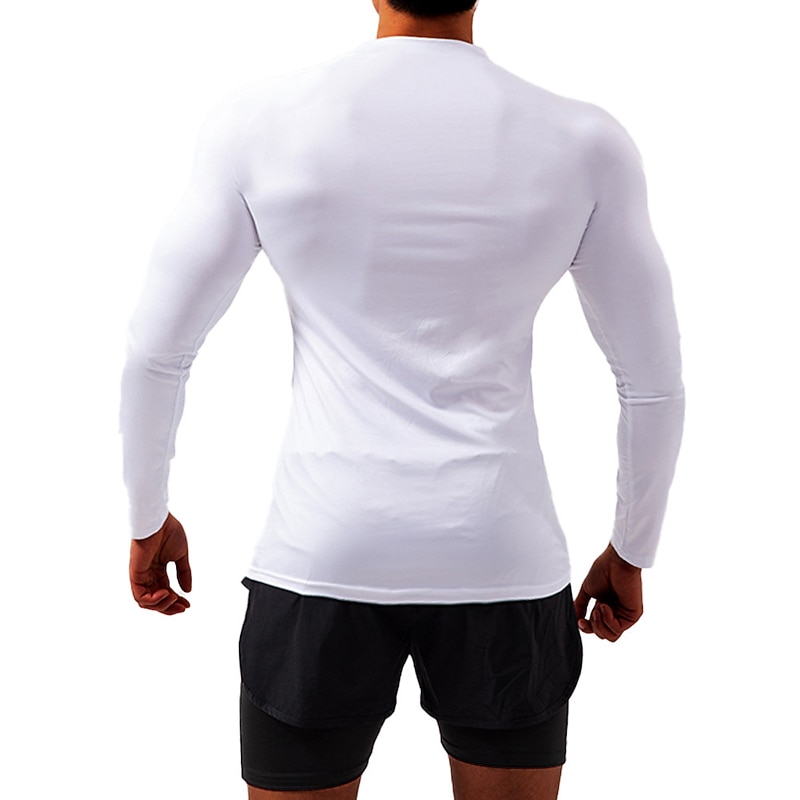 Men's Workout Shirt Running Shirt Long Sleeve Top Street Casual Sun Protection Breathable Quick Dry Fitness Basketball Jogging Sportswear Activewear Solid Colored Navy Wine Red fluorescent green2