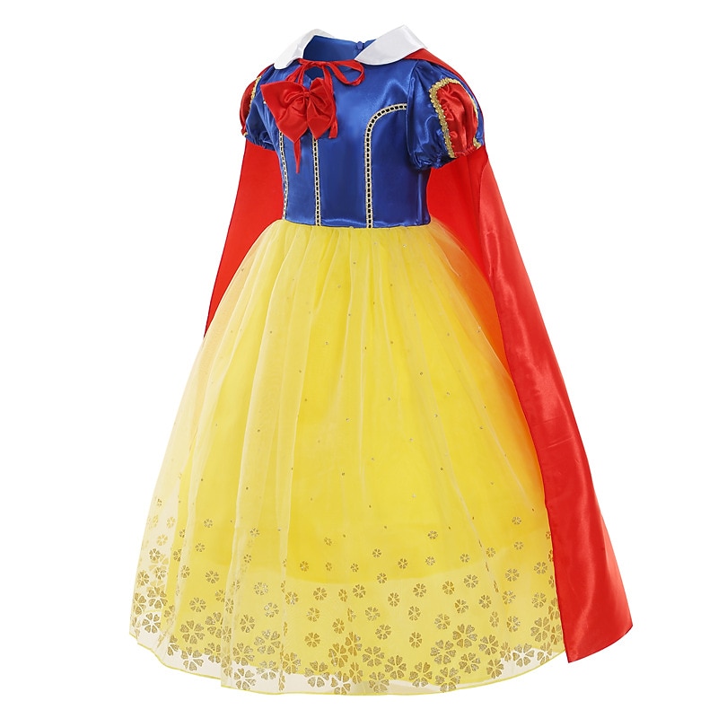 Frozen Snow White Fairytale Princess Flower Girl Dress Theme Party Costume Tulle Dresses Girls' Movie Cosplay Yellow (With Accessories) Dress Accessory Set Halloween Carnival World Book Day Costumes3