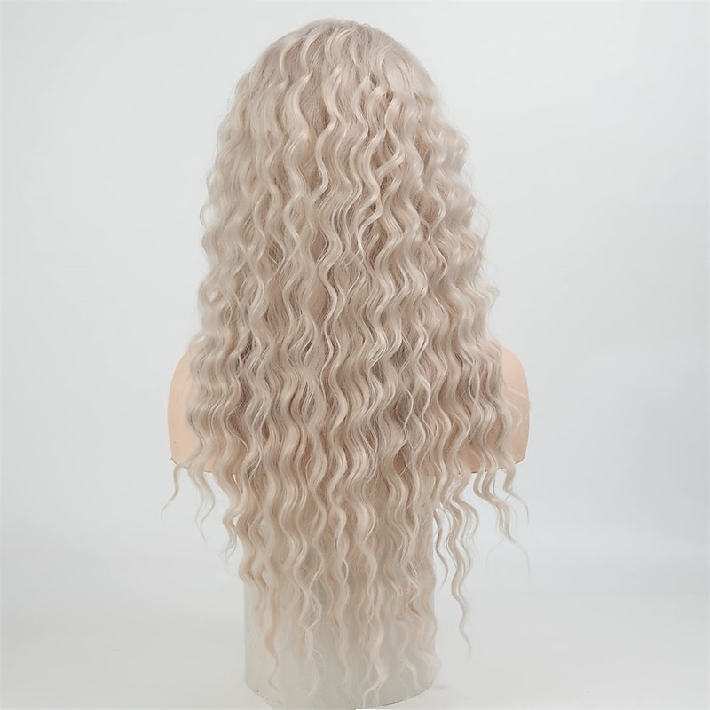 Long Curly Synthetic Wigs for Women White Pink Loose Wave Hair Repalcement Wig Fluffy Curls Daily Party Wig Long Wavy Wig Christmas Party Wigs3