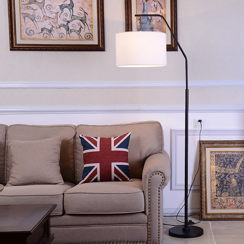 Modern Simplicity Floor Lamp, Tall Pole Lamp Linen Lampshade Standing Lamp Metal Base Floor Lamps Living Room Bedroom Furnishings Artistic3