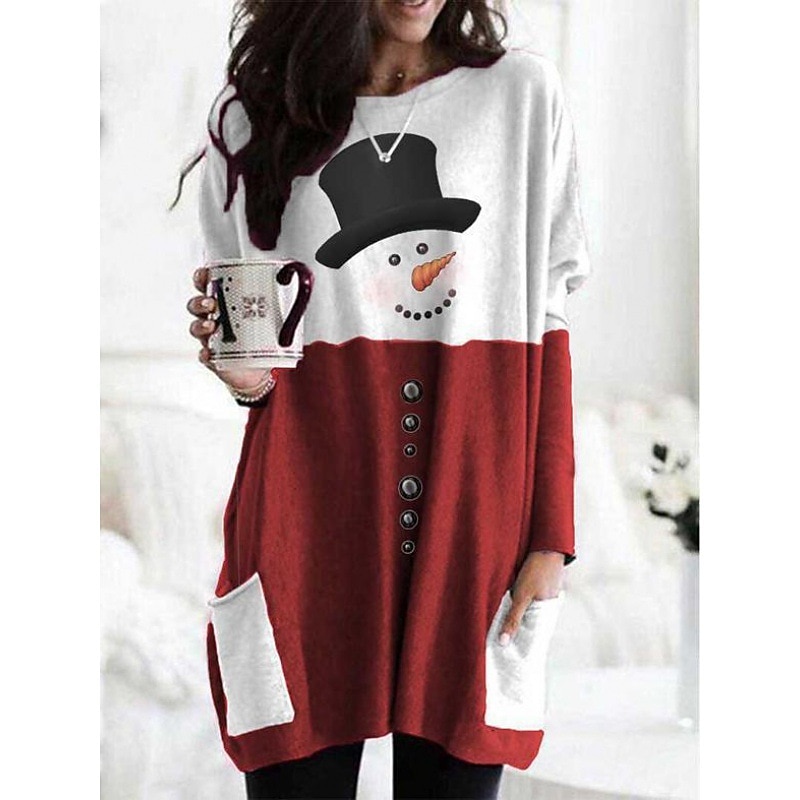 Christmas Snowman Reindeer T-shirt Sweatshirt Pullover Adults' Women's Oversized Dailywear Christmas Christmas Carnival Easy Carnival Costume3