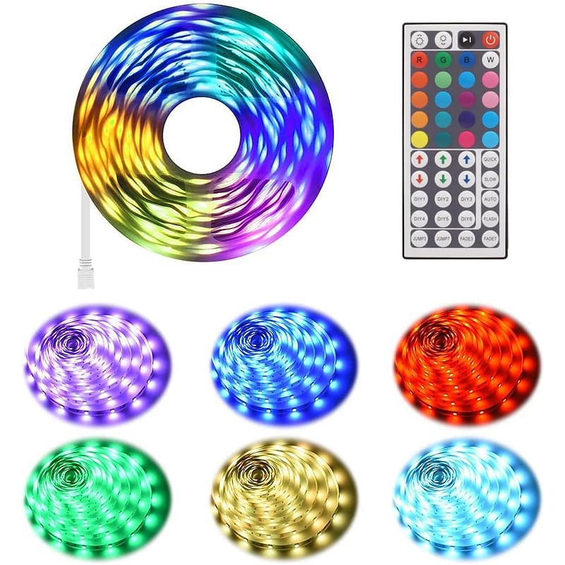 LED Light Strip 15m/20m 50ft 65.6ft RGB Color Change LED Light Strip Kit with IR44 Key Remote Control for Bedroom Lighting Flexible Home Decoration2