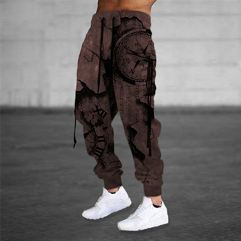 Men's Sweatpants Joggers Trousers Drawstring Side Pockets Elastic Waist Graphic Prints Comfort Breathable Sports Outdoor Casual Daily Cotton Blend Terry Streetwear Designer ArmyGreen Blue4