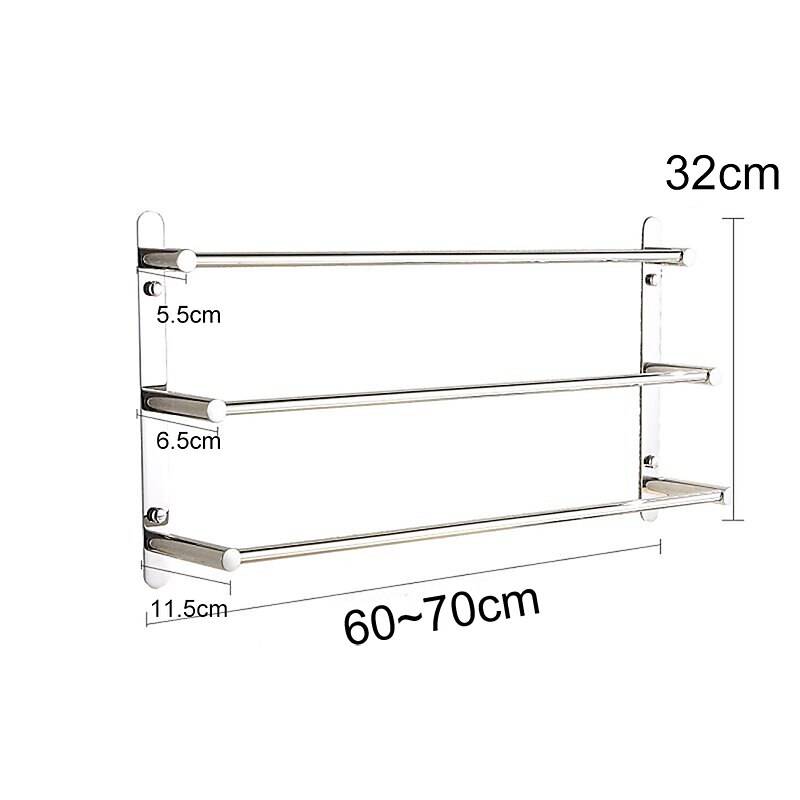 3-Tiers Towel Rack Stainless Steel Bath Towel Bar  Towel Rail Wall Mount Mirror Polished Silvery 60/70cm3