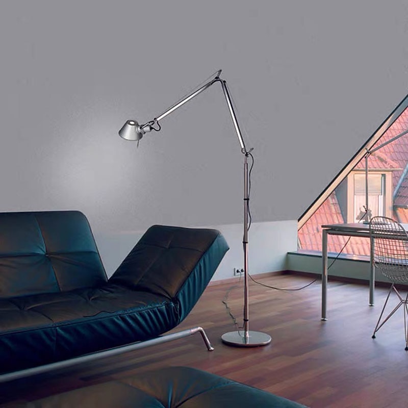 Floor Lamp Standing Lamp Adjustable Architect Swing Arm Standing Reading Lamp With Metal Base Modern Design Study Lamp With Switch For Living Room Bedroom Piano Room(Silver)3