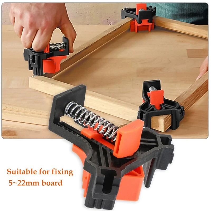 90Degree Right Angle Clamp Set Picture Frame Corner Clips Mate Woodworking Hand Tools Fixing Clip Positioning Tool Kit3