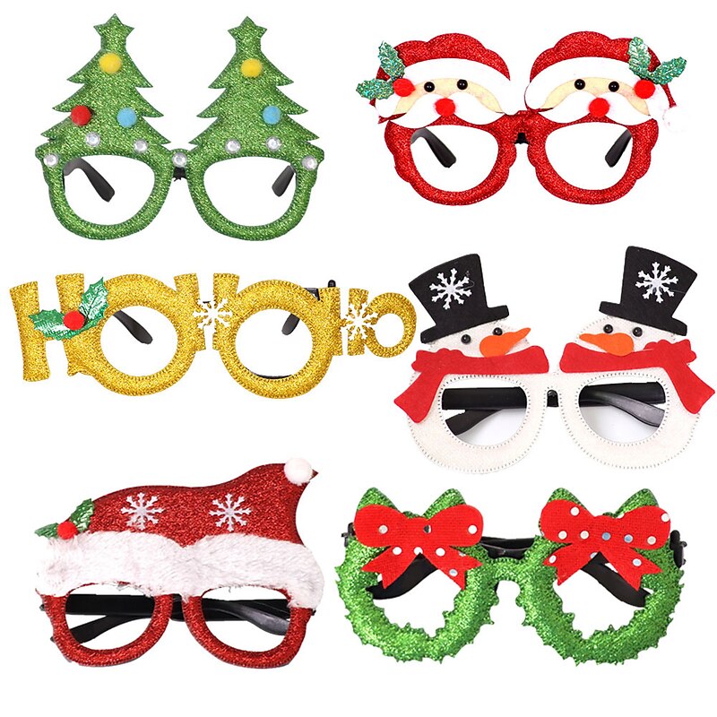 Rondom 6 Pcs Christmas Decorations Christmas Glasses Children's Party Decorations Christmas Products Snowman Deer Antler Eyeglass Frames