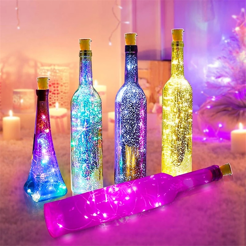 Elegant Wedding Reception Party Wine Bottle Light with Cork LED String Lights Battery Include Fairy Lights Garland Christmas Party Wedding Bar Decoration 5/10/20/30/100pcs3