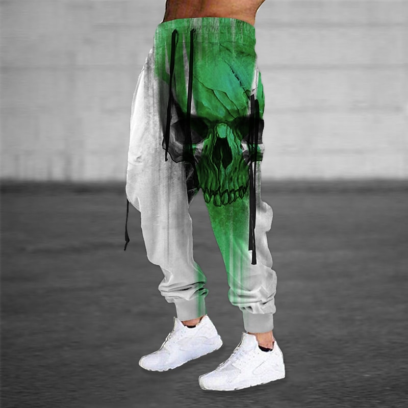 Men's Sweatpants Joggers Trousers Drawstring Side Pockets Elastic Waist Skull Graphic Prints Comfort Breathable Sports Outdoor Casual Daily Cotton Blend Terry Streetwear Designer Blue Purple4