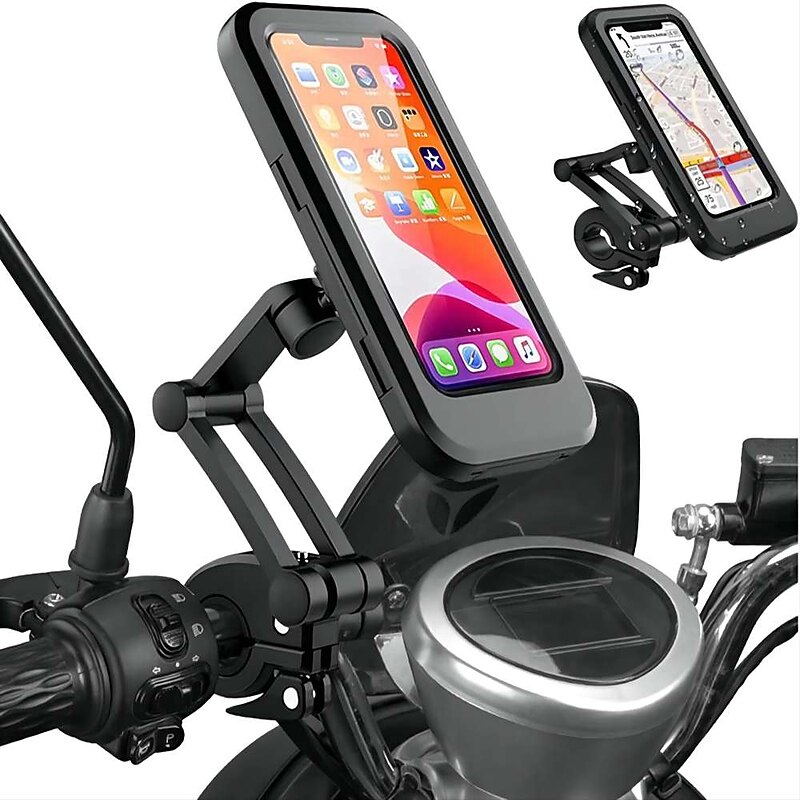 Waterproof Bike Phone Mount Cell Phone Holder for Motorcycle - Bike Handlebars 360 Adjustable Universal Motorcycle Phone Mount Bike Phone Holder with TPU Touch-Screen