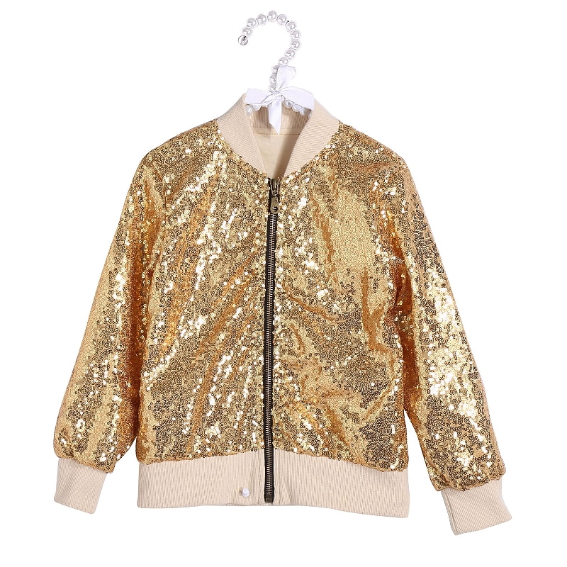 Toddler Girls' Sequin Jacket & Coat Long Sleeve Gold Pink Winter Fall Active Outdoor 3-7 Years4