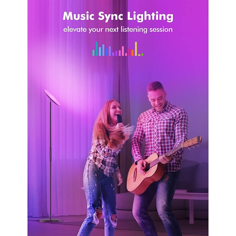 Smart RGB Floor Lamp Works with Alexa Google Home, WiFi Remote Modern Tall Standing Light, Super Bright 2000LM Color Dimmable for Living Room, Bedroom (Black)4