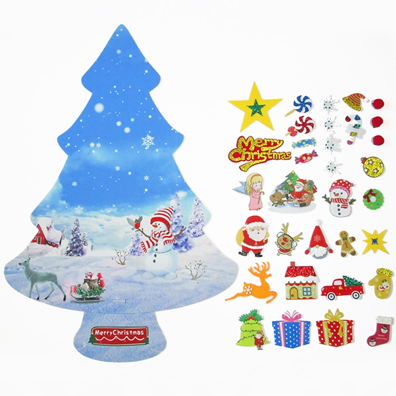 DIY Felt Christmas Tree with Lights, 30 Detachable Ornaments & 40 Colorful LED Lights, Craft for DIY Christmas Decorations for Toddlers, Xmas Gifts, Door Wall Hanging3