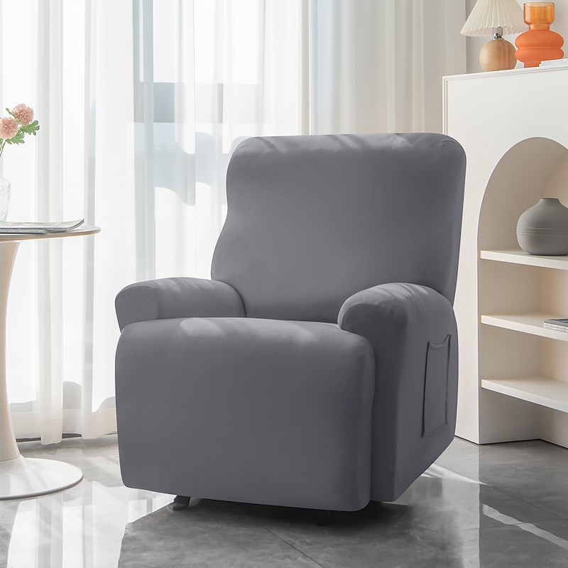 Water Repellent Burgundy Recliner Covers Including Armrest Cover, Backrest Cover Sofa Seat Cover Stretch Spandex Recliner Slipcover with Side Pockets3