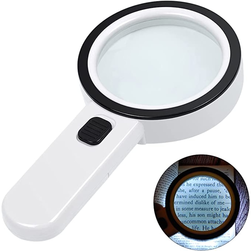 Handheld 10X Illuminated Magnifier Microscope Magnifying Glass Aid Reading for Seniors loupe Jewelry Repair Tool With LED