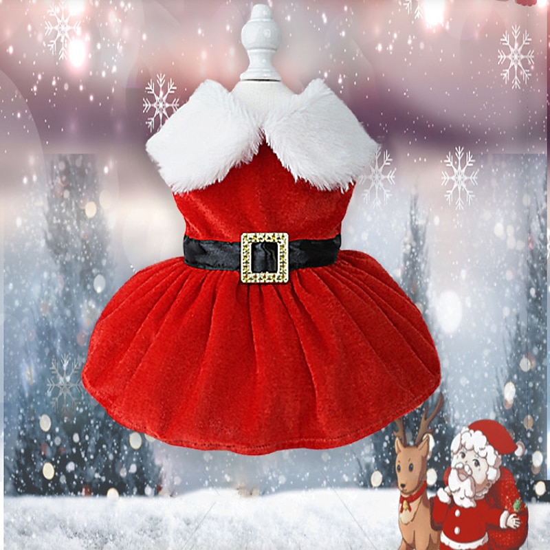 Dog Cat Dress Christmas gifts for pets Fashion Adorable Sweet Style Winter Soft Washable Comfortable Party Christmas Outdoor Casual Daily Walking Bichon Frise Pomeranian Baby Pet Papillon