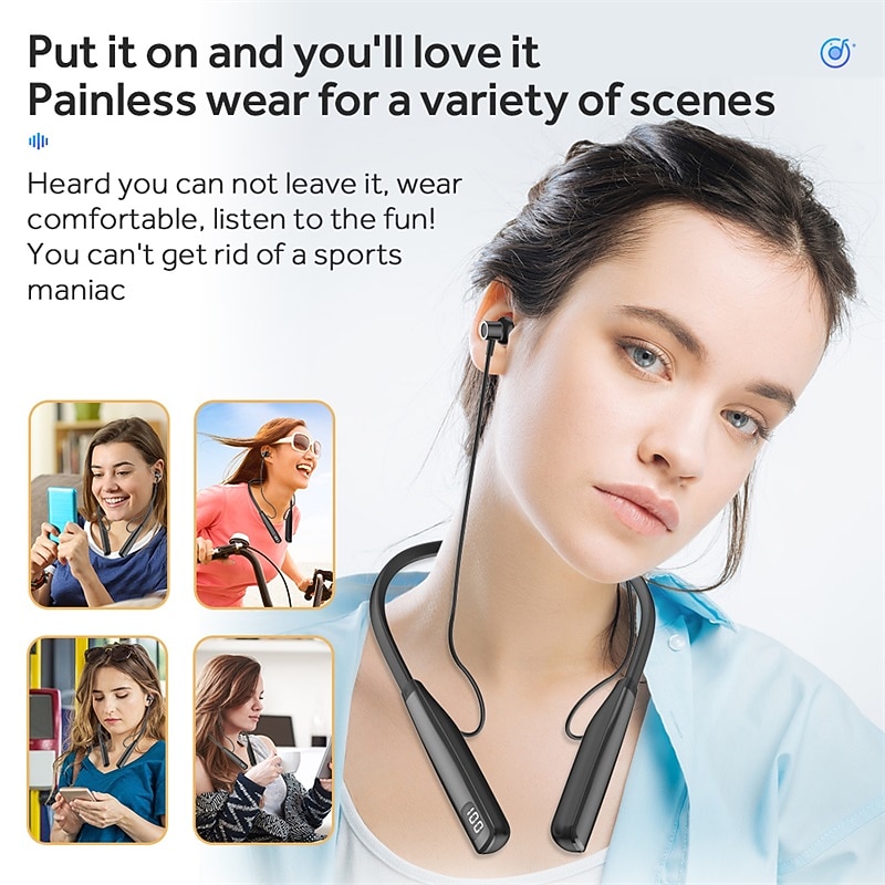 GM-Y10 Neckband Headphone In Ear Bluetooth 5.3 Ergonomic Design Stereo Deep Bass for Apple Samsung Huawei Xiaomi MI  Camping / Hiking Running Everyday Use Mobile Phone Travel Entertainment Car4