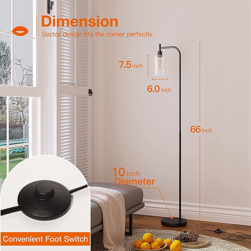 LED Floor Lamp with Suspended Bubble Glass Shade and Unique LED Bulbs Suitable for Bedroom and Living Room Modern Vertical Industrial Lamp High Pole Lamp Suitable for Office4