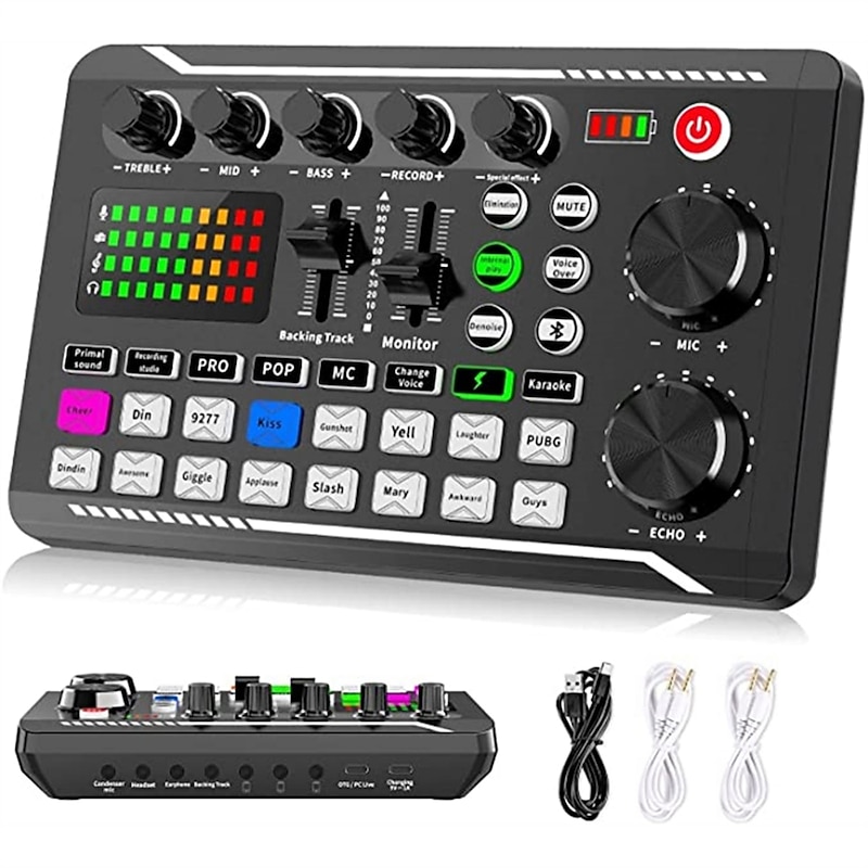 Professional Audio Mixer, Live Sound Card and Audio Interface with DJ Mixer Effects and Voice Changer,Podcast Production Studio Equipment, Prefect for Streaming/Podcasting/Gaming