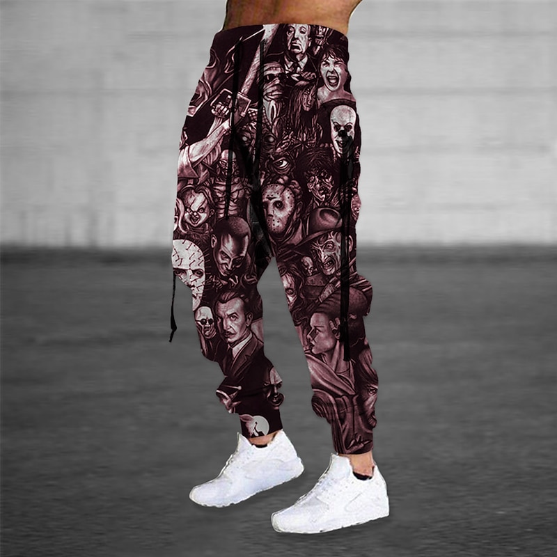 Men's Sweatpants Joggers Trousers Drawstring Side Pockets Elastic Waist Graphic Prints Comfort Breathable Sports Outdoor Casual Daily Cotton Blend Terry Streetwear Designer Black Purple Micro-elastic3