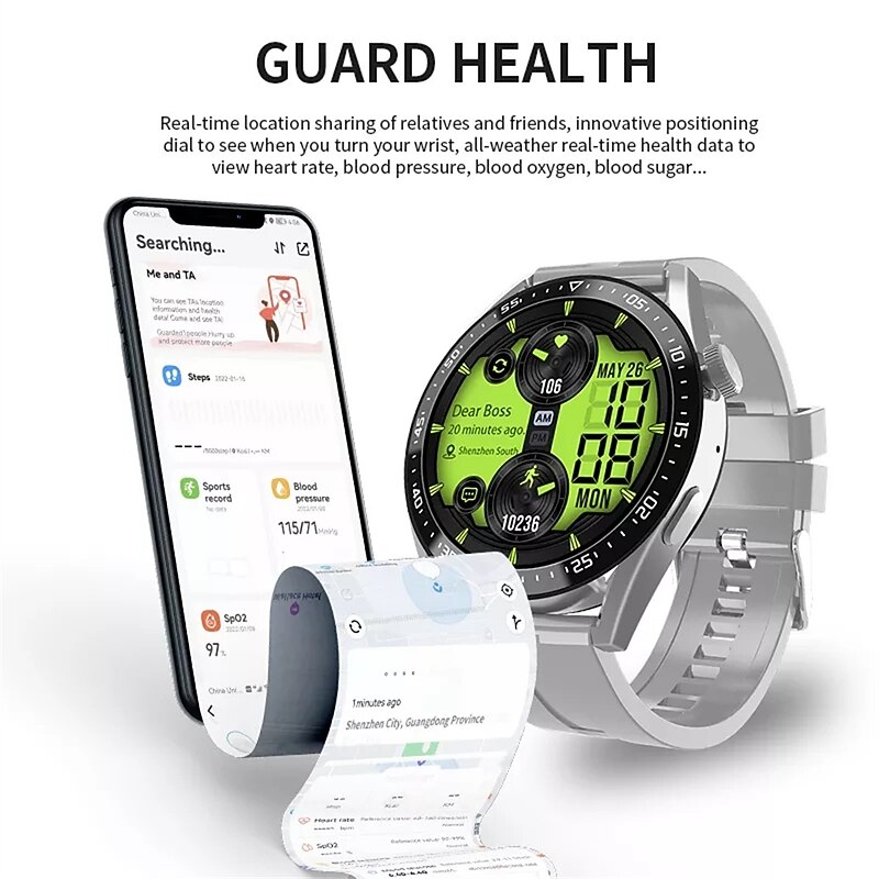 HW28 Smart Watch 1.39 inch Smartwatch Fitness Running Watch Bluetooth Pedometer Call Reminder Activity Tracker Compatible with Android iOS Men Long Standby Hands-Free Calls Waterproof IP 67 45mm3