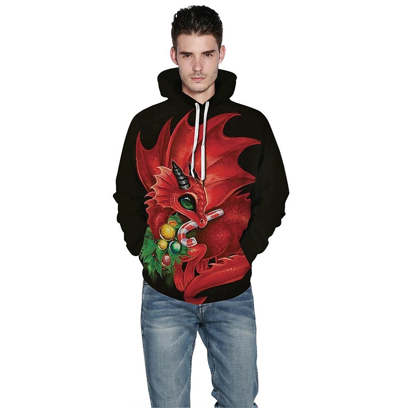 Dinosaur Ugly Christmas Sweater / Sweatshirt Hoodie Pullover Funny Christmas Hoodie Men's Women's Christmas 3D Print Pattern Adults Christmas Carnival Masquerade Christmas Eve Christmas Party Top3