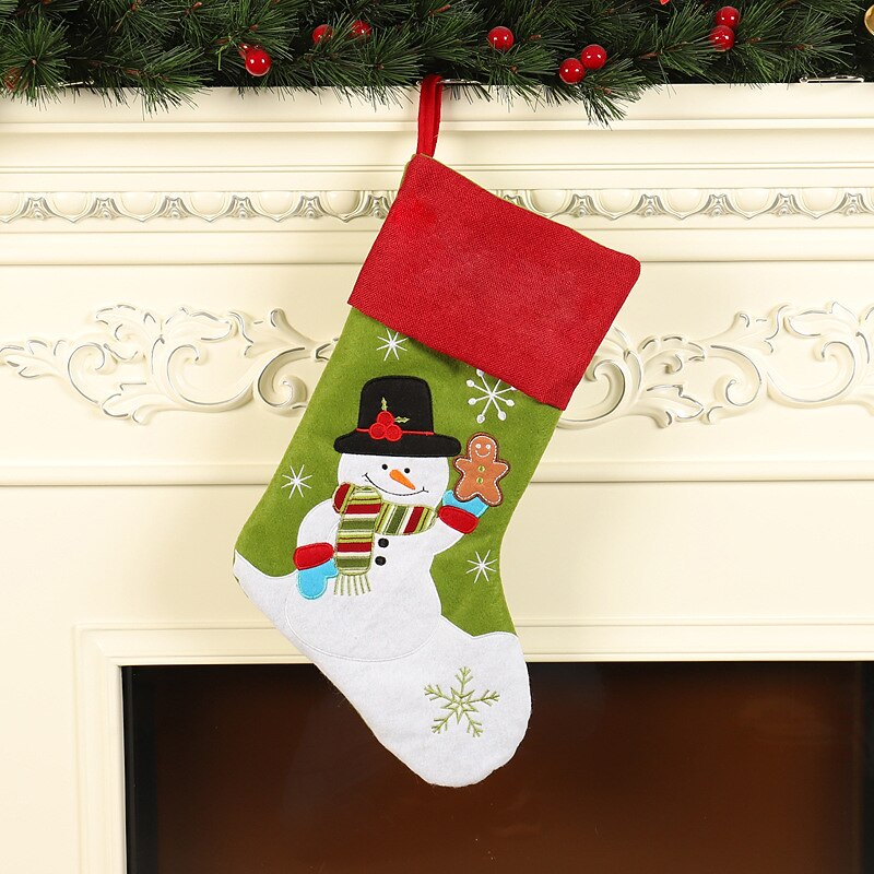 Christmas Socks Gift Bag Linen Santa Claus Embroidery Christmas Socks Christmas Gifts Christmas Pendant3