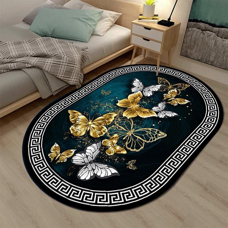 3D Oval Floor Mat Living Room Carpet Home Bedroom Cloakroom Living Room Floor Mat Machine Washable Carpet4