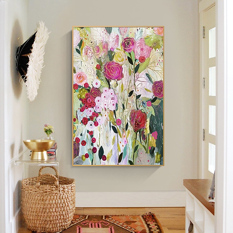 Handmade Oil Painting Canvas Wall Art Decoration Modern Big Flowers for Home Decor Rolled Frameless Unstretched Painting4