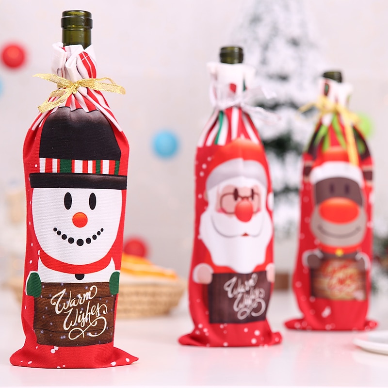 Christmas Wine Bottle Cover Decorations Knitted Cotton Wine Bottle Cover Fine Workmanship Knitted Christmas2